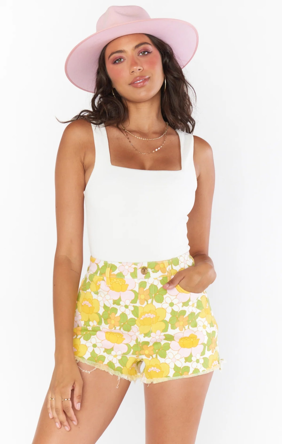 Arizona High Waisted Shorts in Fresh Floral
