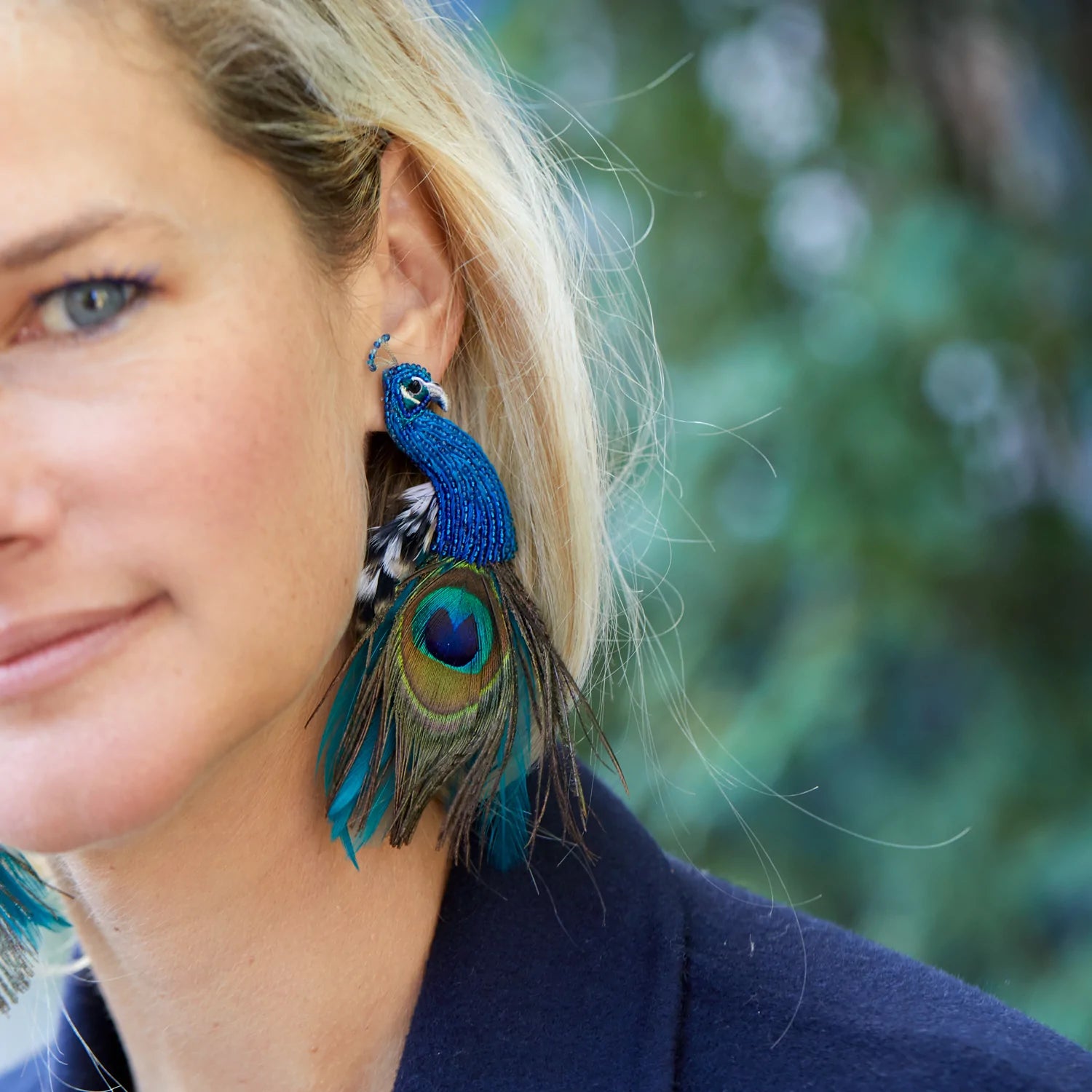 Peacock Earring in Blue