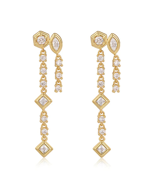 Stellar Bezel Double Studs in Gold