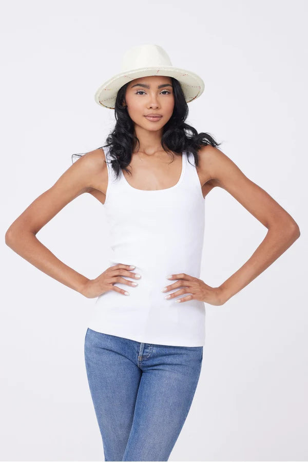 White Tulum Hat with Black Band