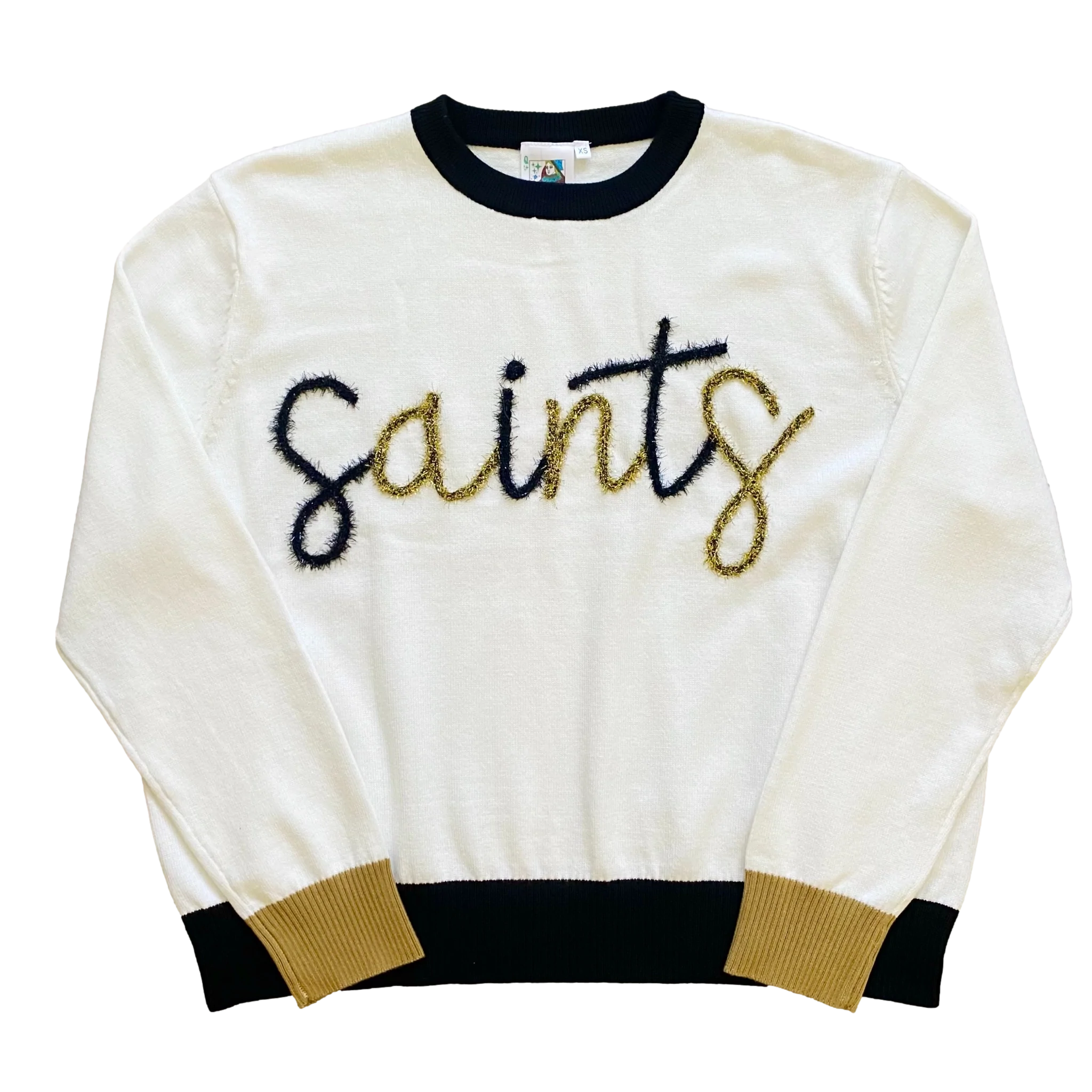 White &quot;Saints&quot; LS Sweater