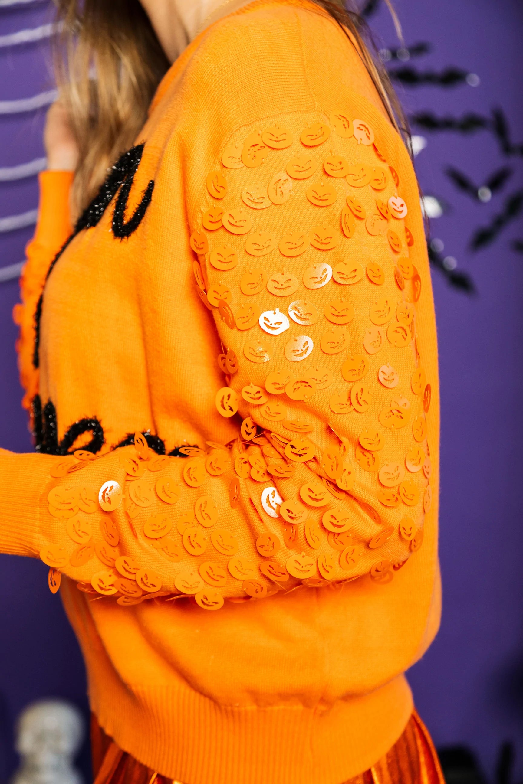 Queen of Halloween Glitter Script Sweater